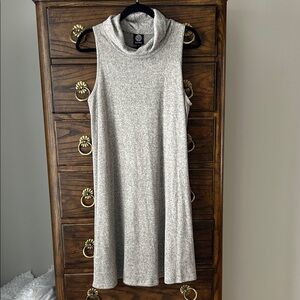 Bobeau Sleeveless Cowl Neck A- line Midi Dress in Oatmeal Cream Knit